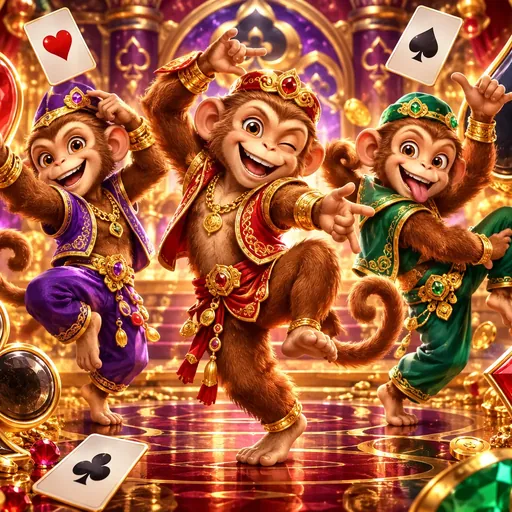3 Dancing Monkeys pokie artwork for Here2Win Casino