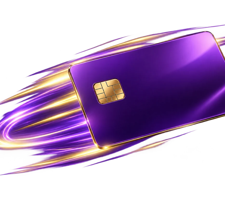 Purple card design used for Here2Win Casino payments