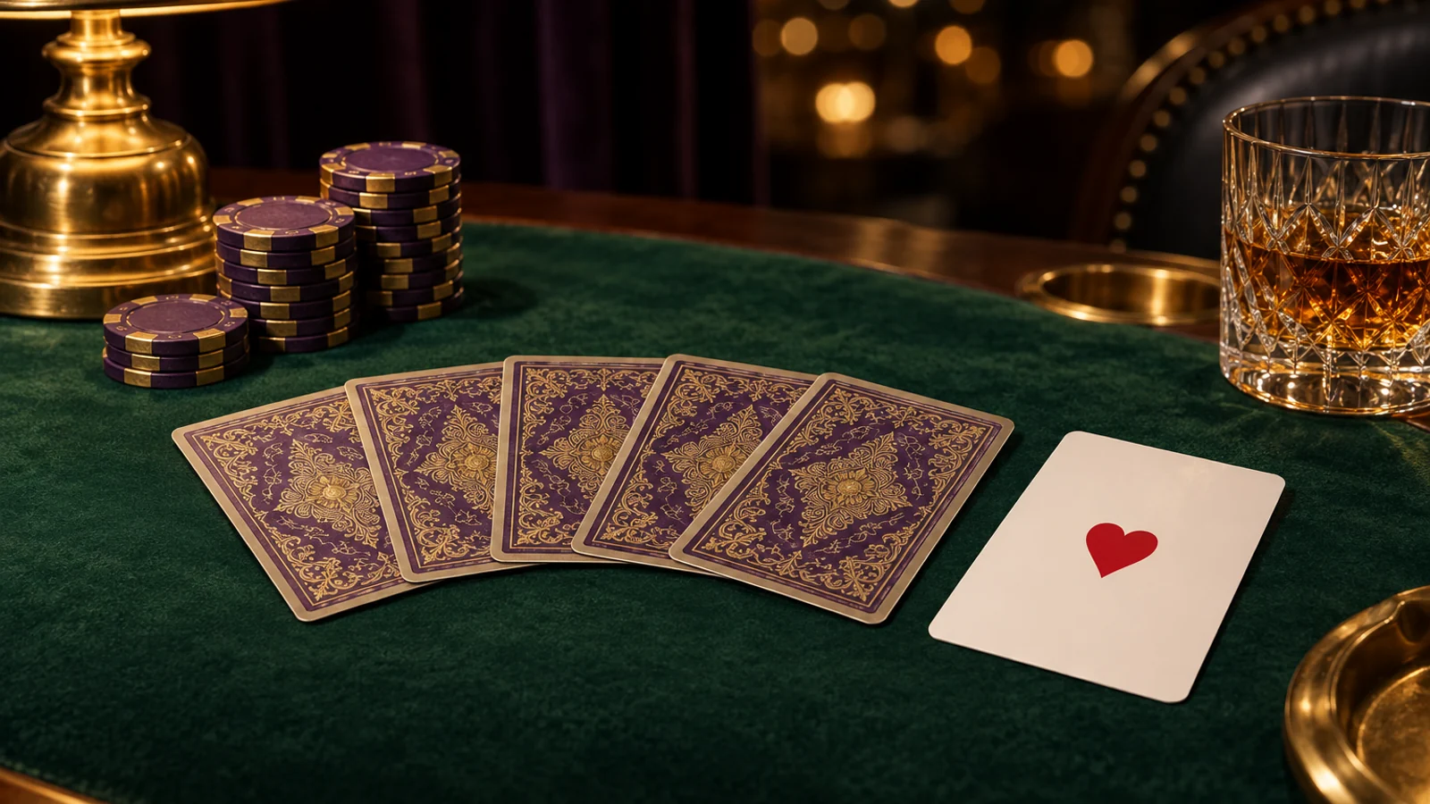 Card table set up for a themed casino tour